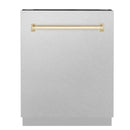 ZLINE Autograph Edition 24-Inch 3rd Rack Top Control Tall Tub Dishwasher in Satin Stainless Steel with Gold Handle, 51dBa (DWVZ-SN-24-G)