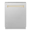 ZLINE Autograph Edition 24-Inch 3rd Rack Top Control Tall Tub Dishwasher in Satin Stainless Steel with Gold Handle, 51dBa (DWVZ-SN-24-G)