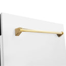 Dishwasher gold bar handle on white matte door