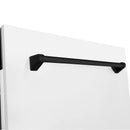 Matte black dishwasher handle on white matte front panel