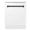 ZLINE Autograph Edition 24-Inch 3rd Rack Top Control Tall Tub Dishwasher in White Matte with Matte Black Handle, 51dBa (DWVZ-WM-24-MB)