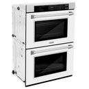 ZLINE 30-Inch Professional True Convection Double Wall Oven with Air Fry and Self Clean in Satin Stainless Steel with White Matte Doors (WADS-WM-30)