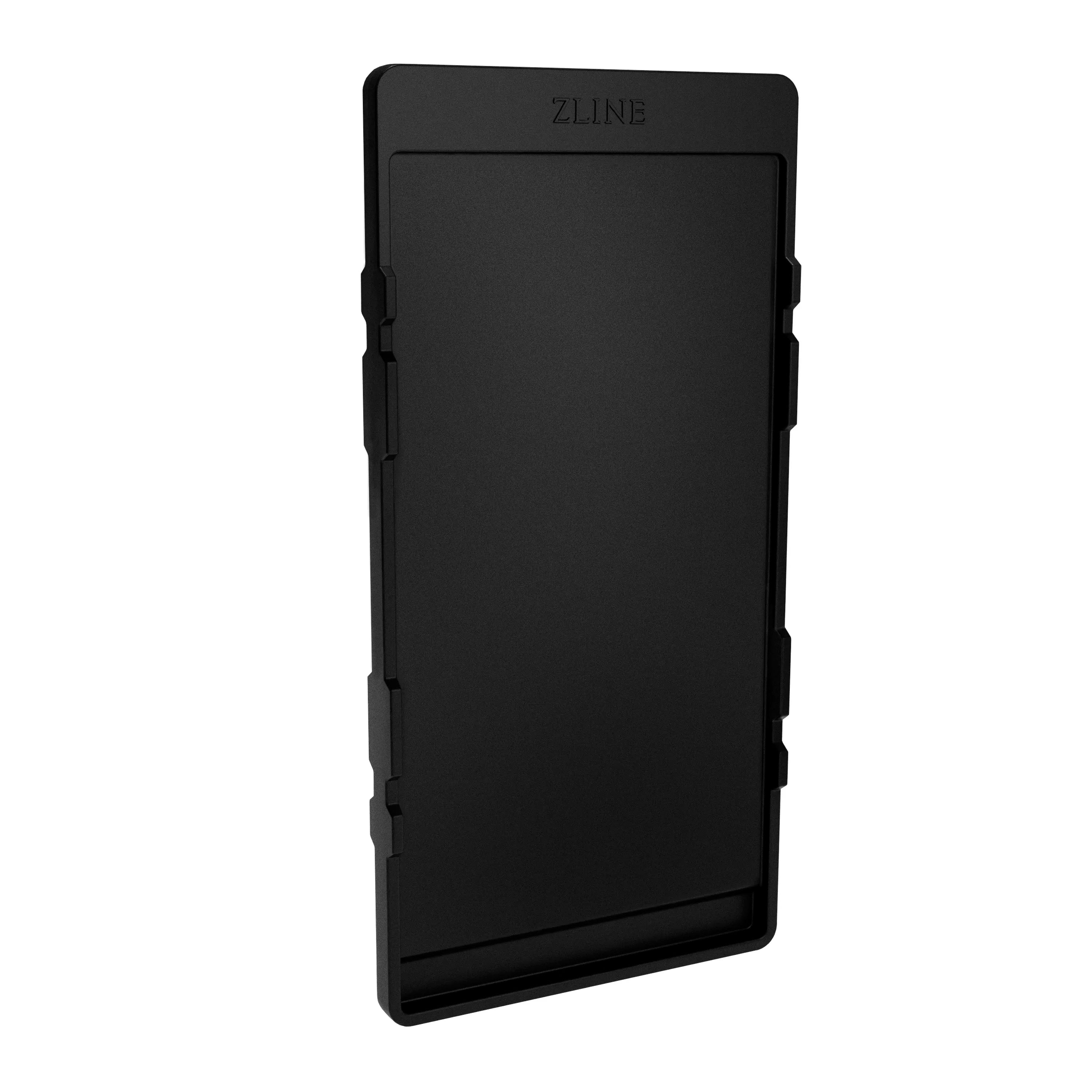 Black griddle lid cover with ZLINE logo, rectangular design
