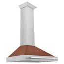 ZLINE 36-Inch Convertible Fingerprint Resistant Satin Stainless Steel Range Hood with Copper Shell and Stainless Steel Handle (KB4SNX-C-36)