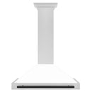 ZLINE 36-Inch Autograph Edition Wall Mounted Range Hood in Satin Stainless Steel with White Matte Shell and Matte Black Handle (KB4SNZ-WM36-MB)
