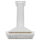 ZLINE 5-Piece Appliance Package - 30-Inch Legacy Autograph Dual Fuel Range, Wall Mount Range Hood, 36-Inch French Door Refrigerator with Water Dispenser, Dishwasher, and 30-Inch Microwave Drawer in Stainless Steel with Champagne Bronze Accents