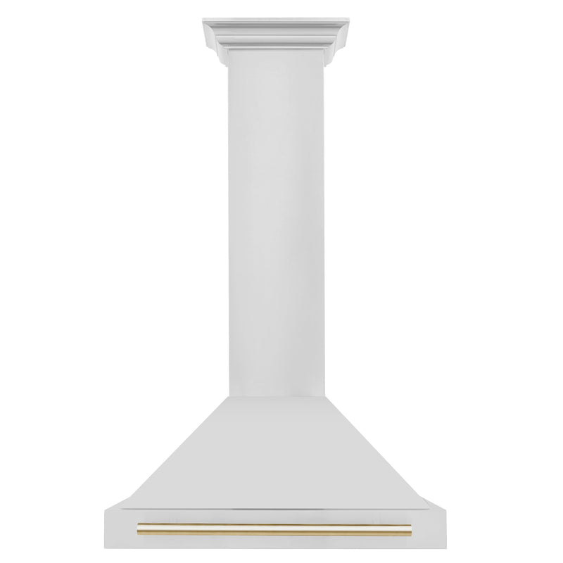 ZLINE 4-Piece Appliance Package - 30-Inch Paramount Induction Range, Wall Mount Range Hood, Refrigerator with Water Dispenser, and Dishwasher in Stainless Steel with Polished Gold Trim