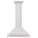 ZLINE 4-Piece Appliance Package - 30-Inch Gas Range, Hood, Refrigerator, and Dishwasher in Stainless Steel with Gold Accents