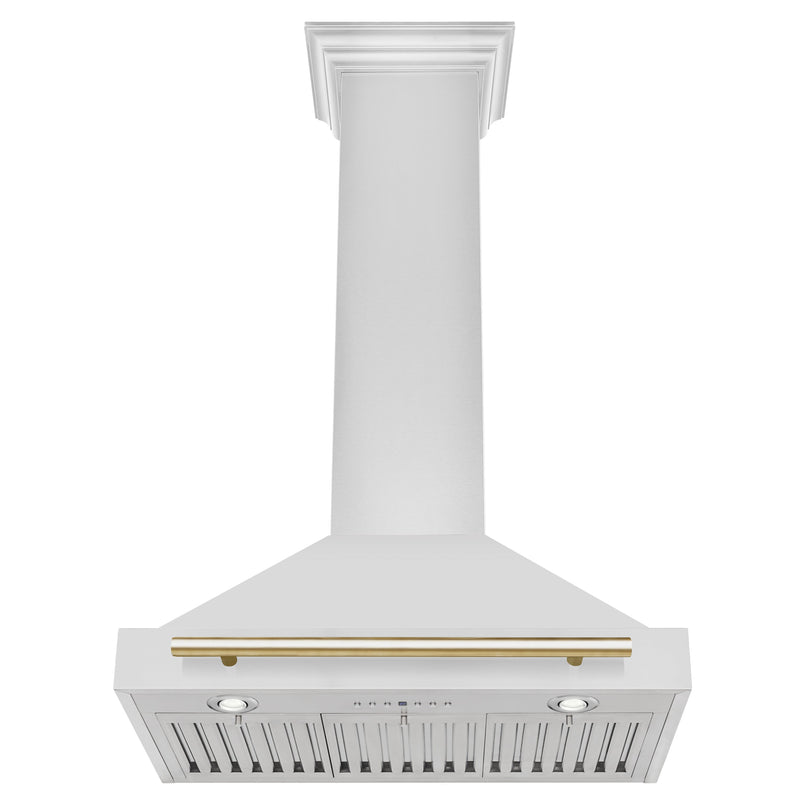 ZLINE 4-Piece Appliance Package - 30-Inch Paramount Induction Range, Wall Mount Range Hood, Refrigerator with Water Dispenser, and Dishwasher in Stainless Steel with Polished Gold Trim