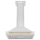 ZLINE 4-Piece Appliance Package - 36-Inch Dual Fuel Range, Hood, Refrigerator with Water Dispenser, and Dishwasher in Stainless Steel with Gold Accents