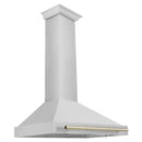 ZLINE 5-Piece Appliance Package - 36-Inch Legacy Autograph Dual Fuel Range, Wall Mount Range Hood, 36-Inch French Door Refrigerator, Dishwasher, and 30-Inch Microwave Drawer in Stainless Steel with Gold Accents