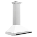 ZLINE 36-Inch Autograph Edition Wall Mounted Range Hood in Stainless Steel with White Matte Shell and Matte Black Accents (KB4STZ-WM36-MB)