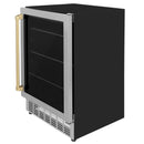 ZLINE Autograph Edition Appliance Package - 24-Inch Wine Cooler and 24-Inch Beverage Fridge in Stainless Steel with Champagne Bronze Accents (2AKP-RBV-RWV-CB)