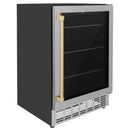ZLINE Autograph Edition Appliance Package - 24-Inch Wine Cooler and 24-Inch Beverage Fridge in Stainless Steel with Champagne Bronze Accents (2AKP-RBV-RWV-CB)