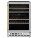 ZLINE 24-Inch Monument Autograph Edition Dual Zone 44-Bottle Wine Cooler in Stainless Steel with Gold Accents (RWVZ-UD-24-G)