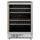 ZLINE 24-Inch Monument Autograph Edition Dual Zone 44-Bottle Wine Cooler in Stainless Steel with Champagne Bronze Accents (RWVZ-UD-24-CB)