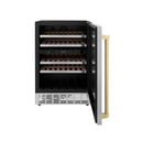 ZLINE 24-Inch Monument Autograph Edition Dual Zone 44-Bottle Wine Cooler in Stainless Steel with Champagne Bronze Accents (RWVZ-UD-24-CB)