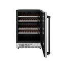 ZLINE 24-Inch Monument Autograph Edition Dual Zone 44-Bottle Wine Cooler in Stainless Steel with Matte Black Accents (RWVZ-UD-24-MB)
