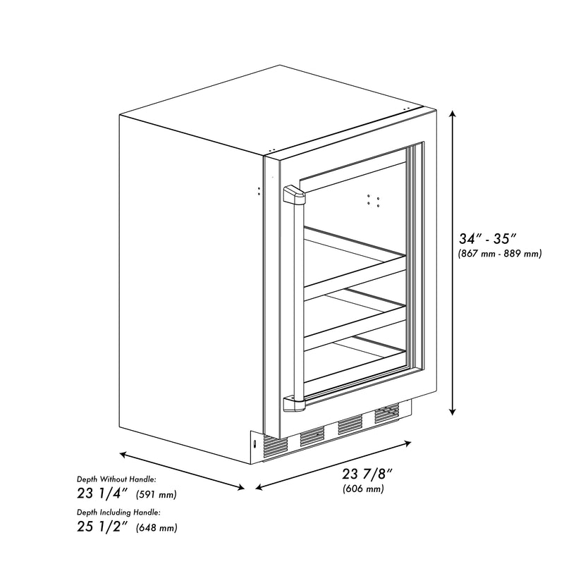 ZLINE 24-Inch Touchstone 151 Can Beverage Fridge with Black Stainless Steel Glass Door (RBSO-BS-24)