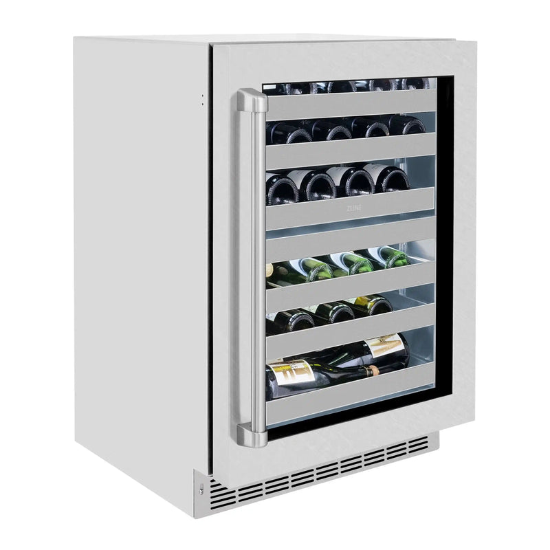 ZLINE 24-Inch Touchstone Dual Zone 44 Bottle Wine Cooler with DuraSnow Stainless Steel Glass Door (RWDO-SN-24)