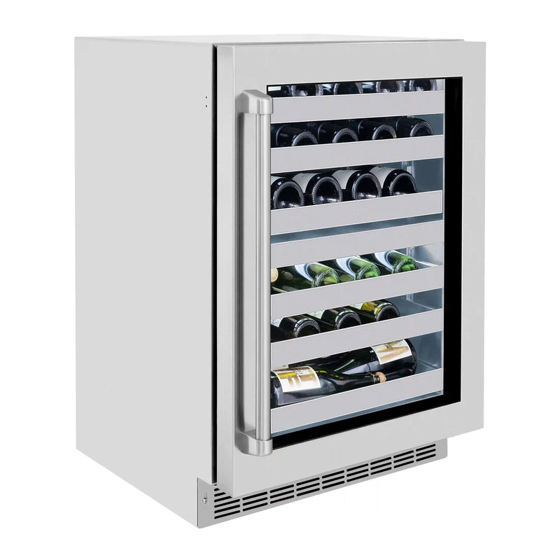 ZLINE 24-Inch Touchstone Dual Zone 44 Bottle Indoor/Outdoor Wine Cooler with Stainless Steel Glass Door (RWDO-GS-24)