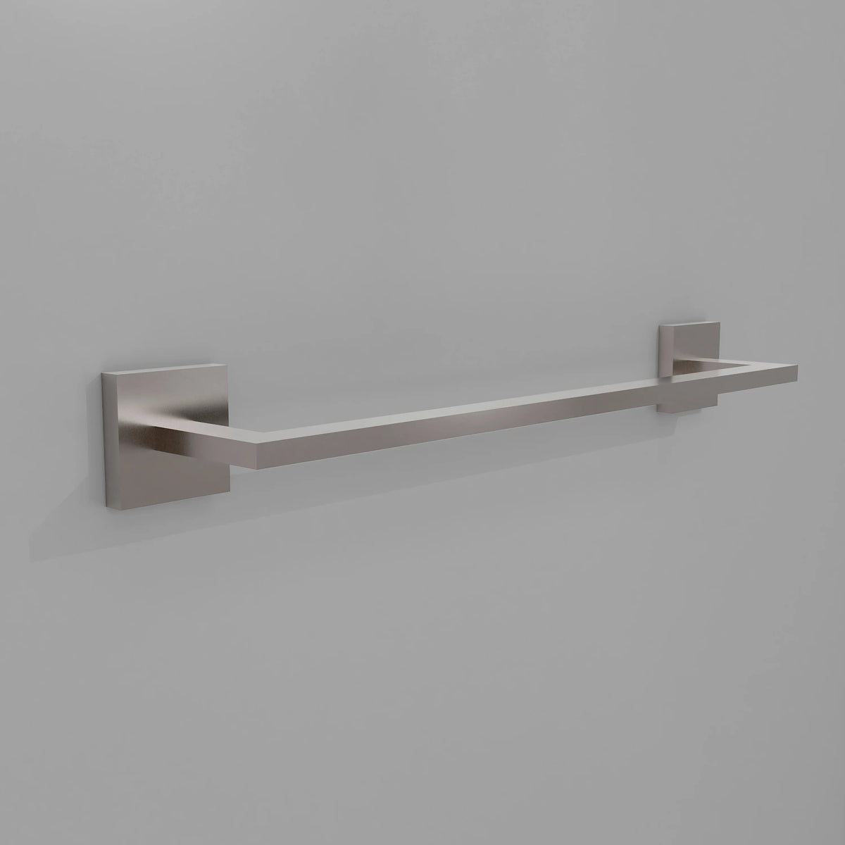 18-inch towel rail with square mounting brackets, brushed nickel finish, wall-mounted.