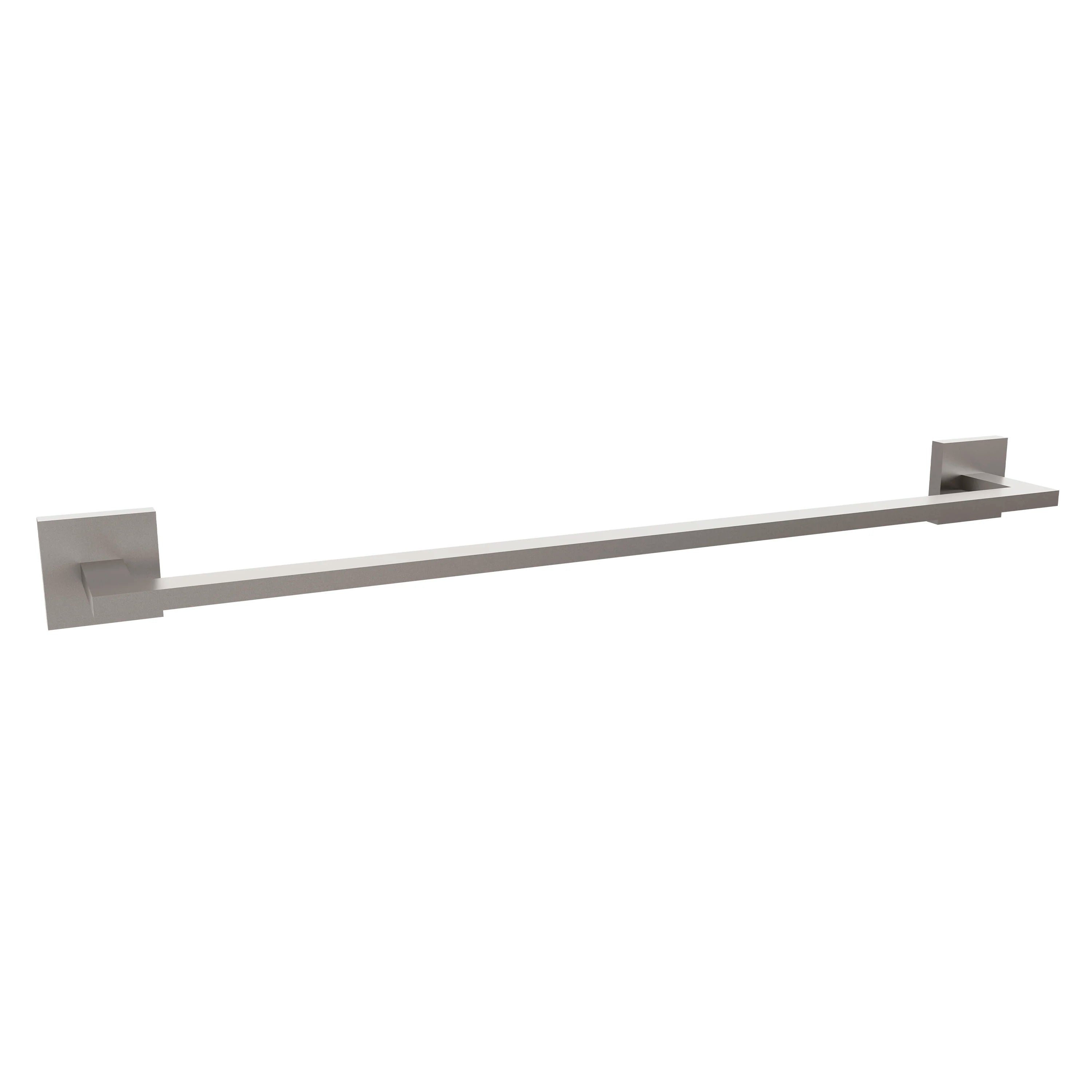 Brushed nickel 24-inch towel rail with square wall brackets