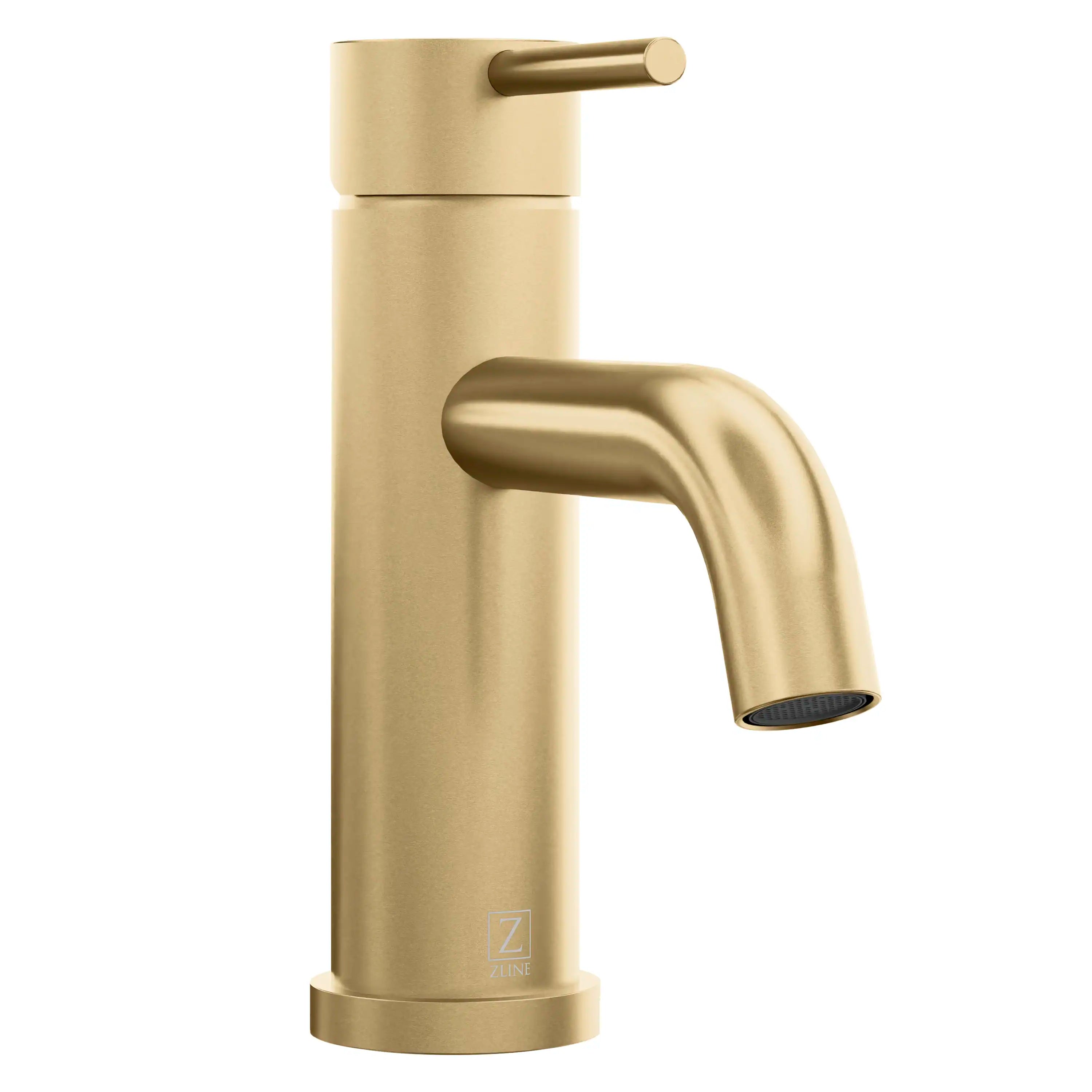 Champagne bronze single-handle bath faucet, front view with curved spout and aerator.