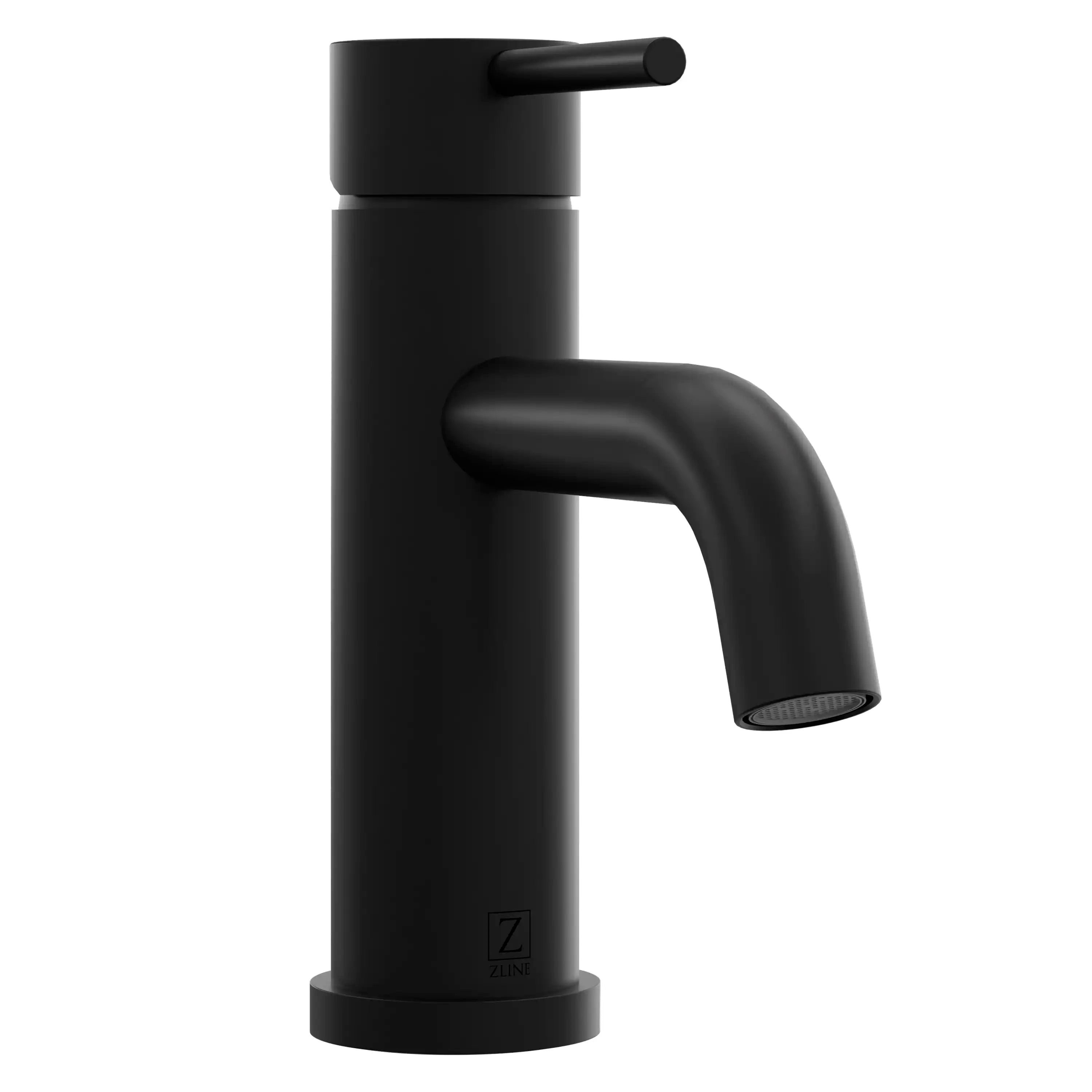 Matte black single-handle bath faucet with angled spout and lever handle