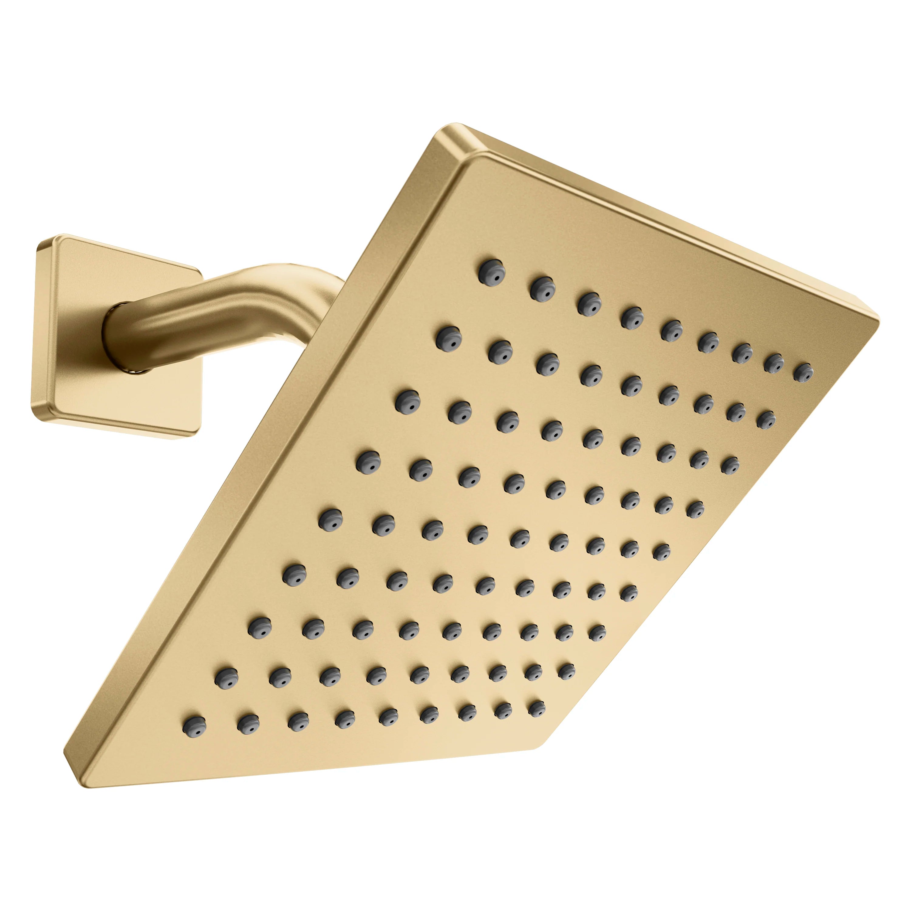 Champagne bronze shower head and wall arm with round spray nozzles