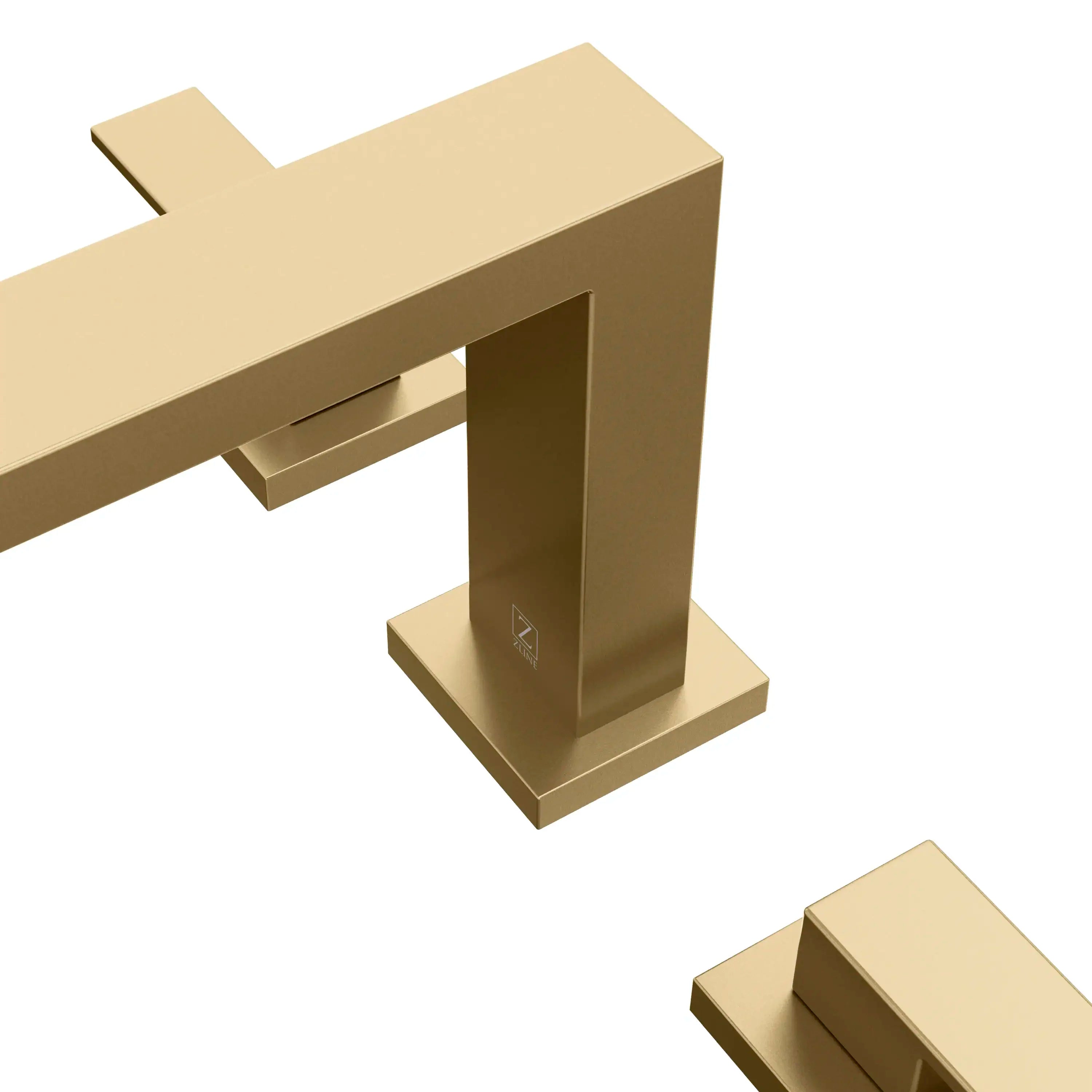 Champagne bronze widespread bath faucet spout with square, modern profile