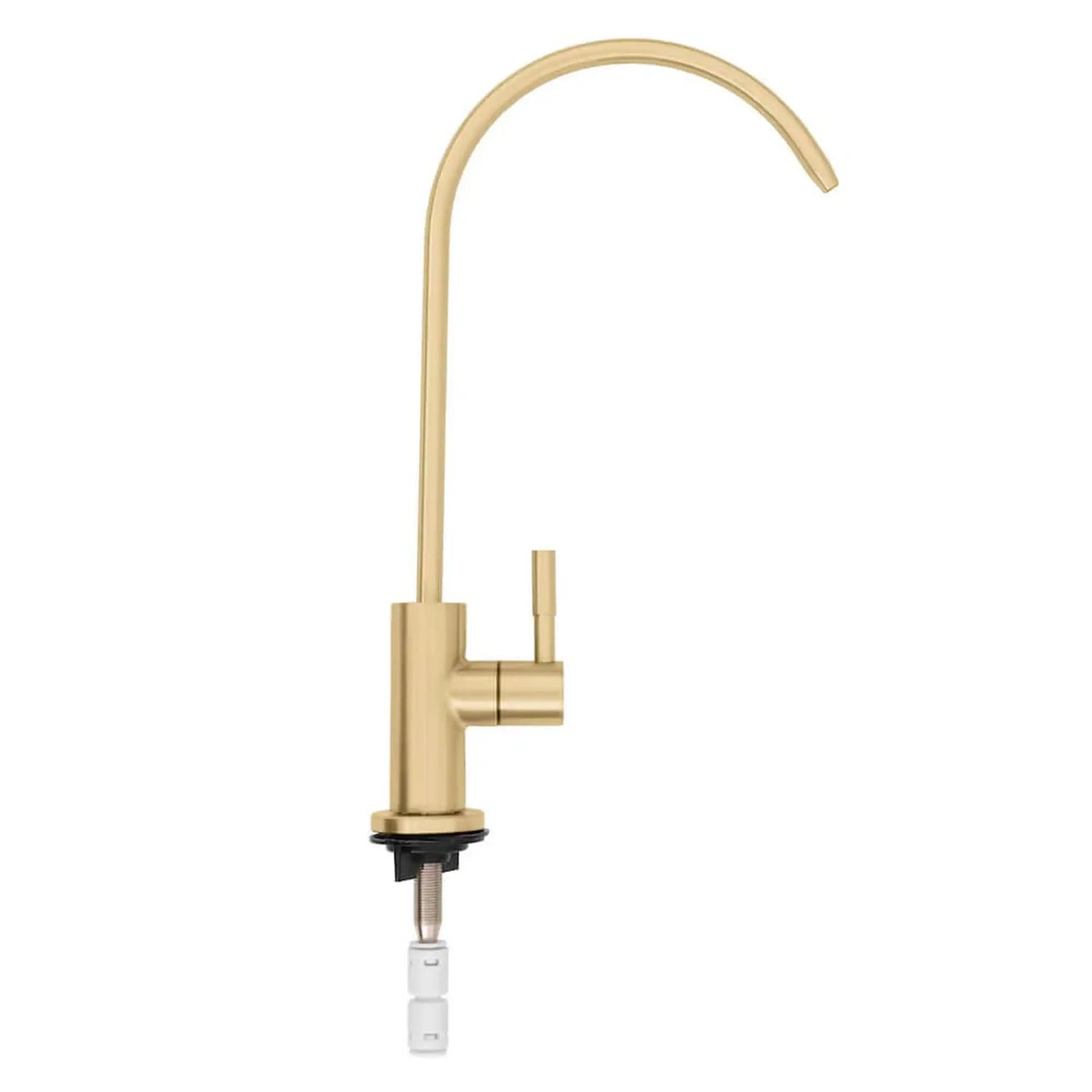 Champagne bronze single-handle drink faucet with curved spout