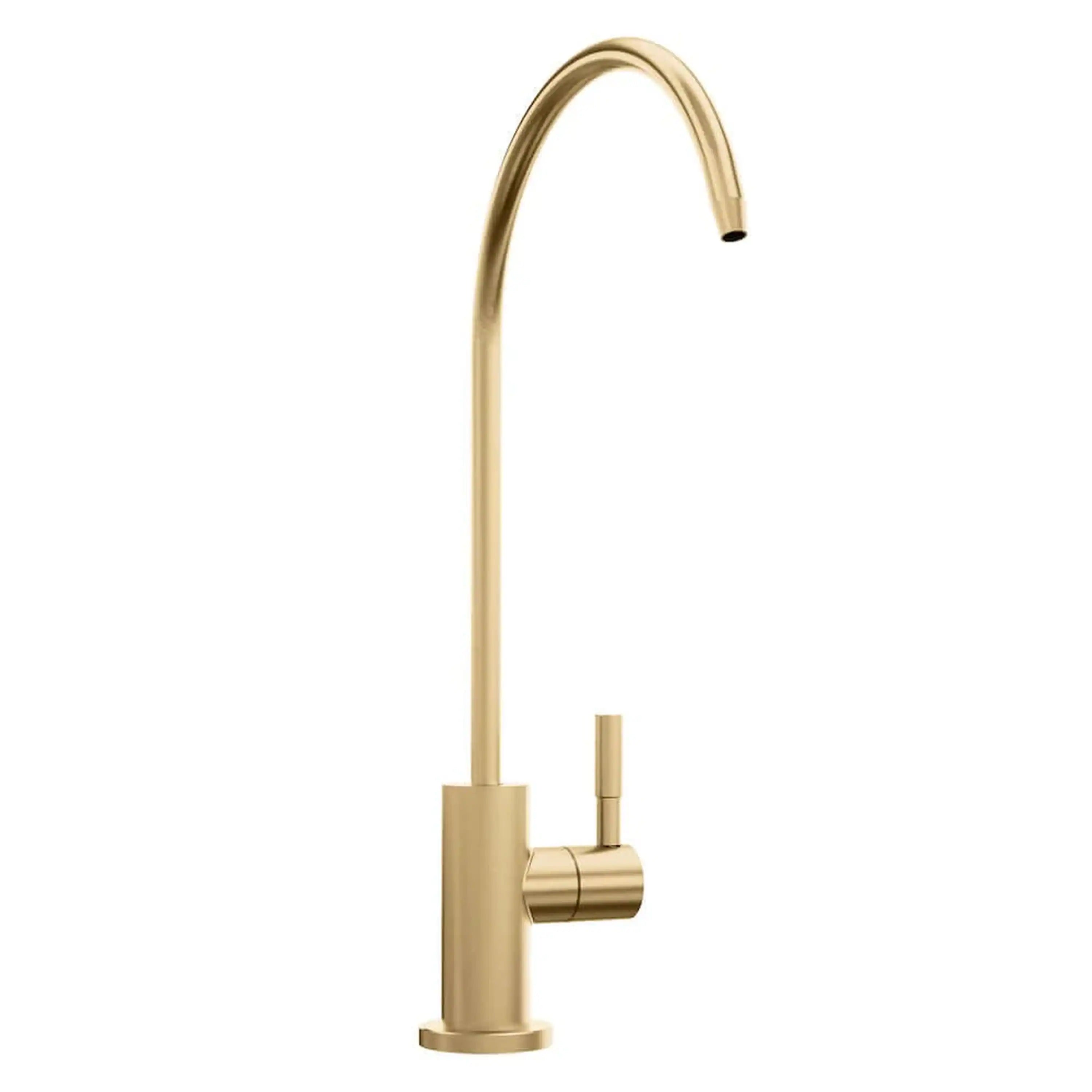 Champagne bronze single-handle drink faucet with tall curved spout