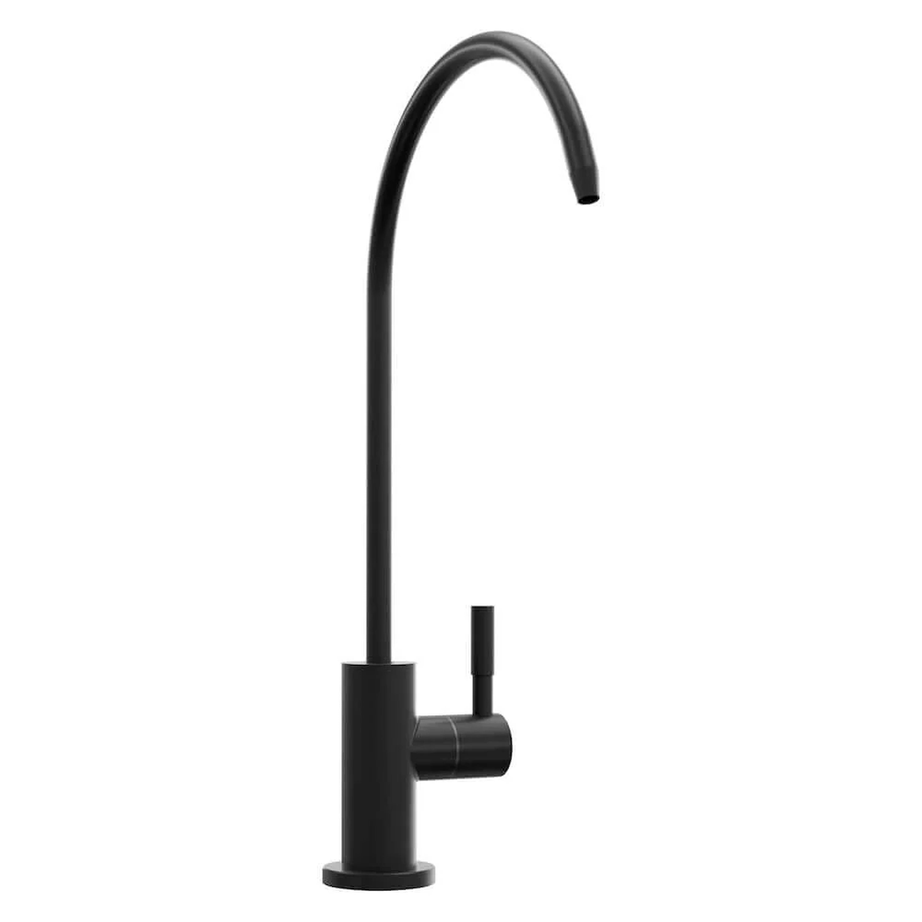 Matte black single-handle drink faucet with curved gooseneck spout