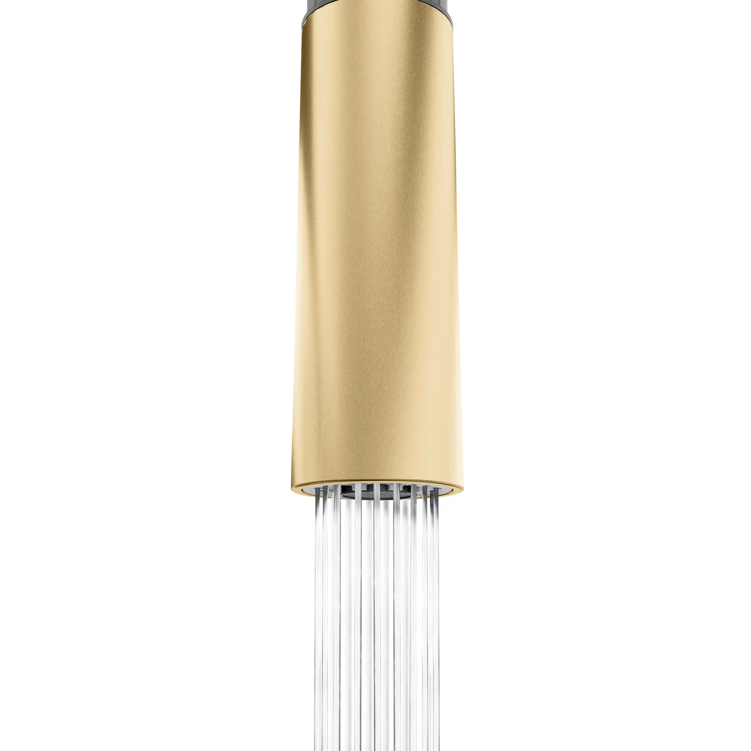 Champagne bronze pull-down sprayer head with spray outlet
