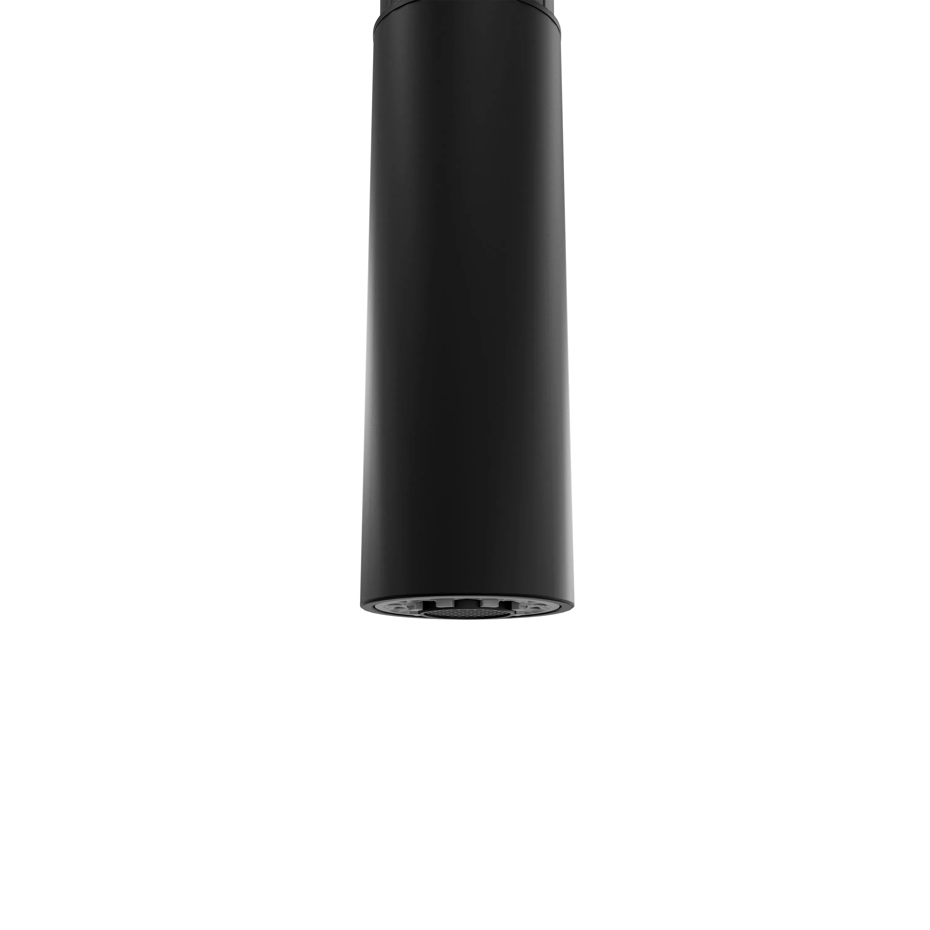 Matte black kitchen faucet spout with round aerator