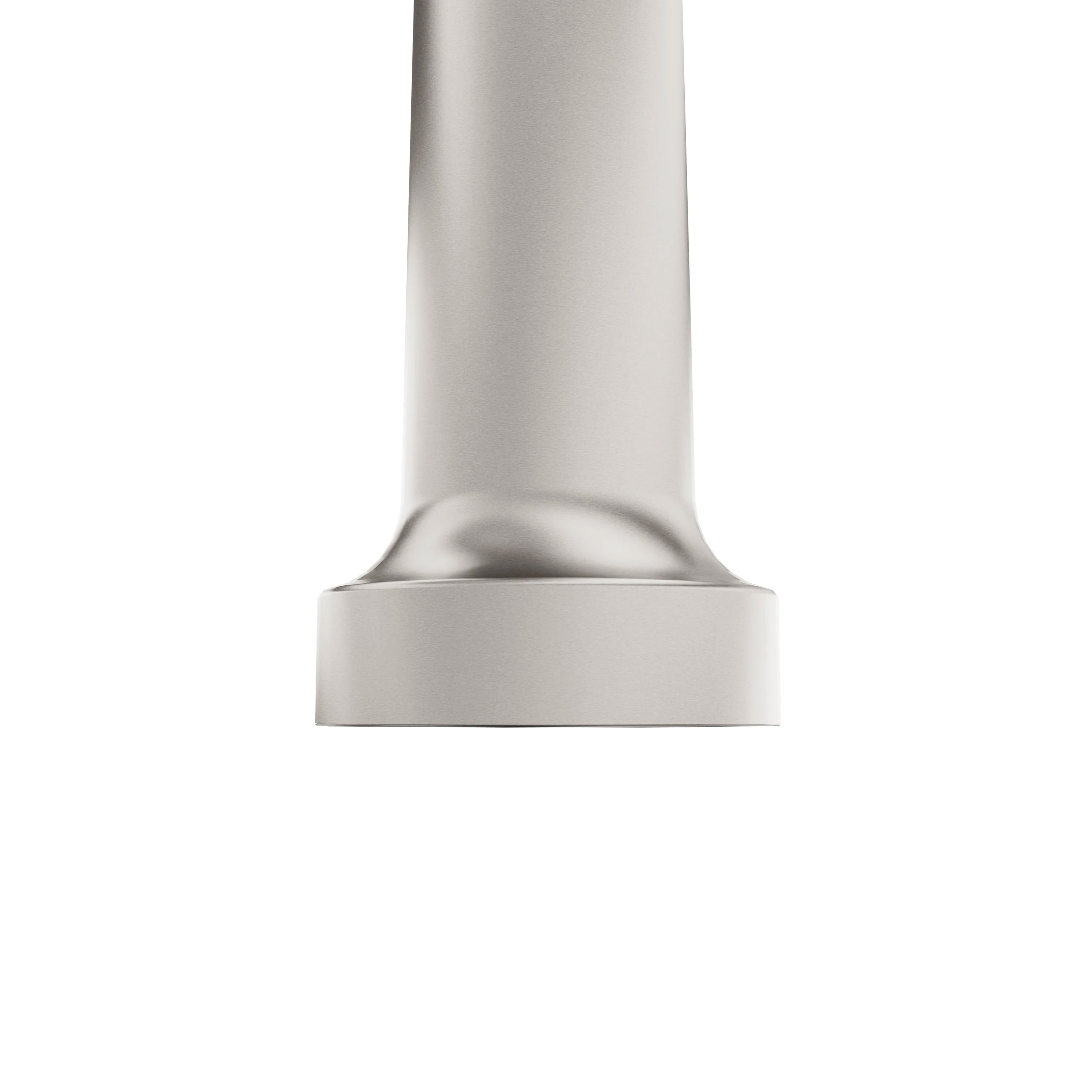 Brushed nickel pull-down spring spray wand spout tip