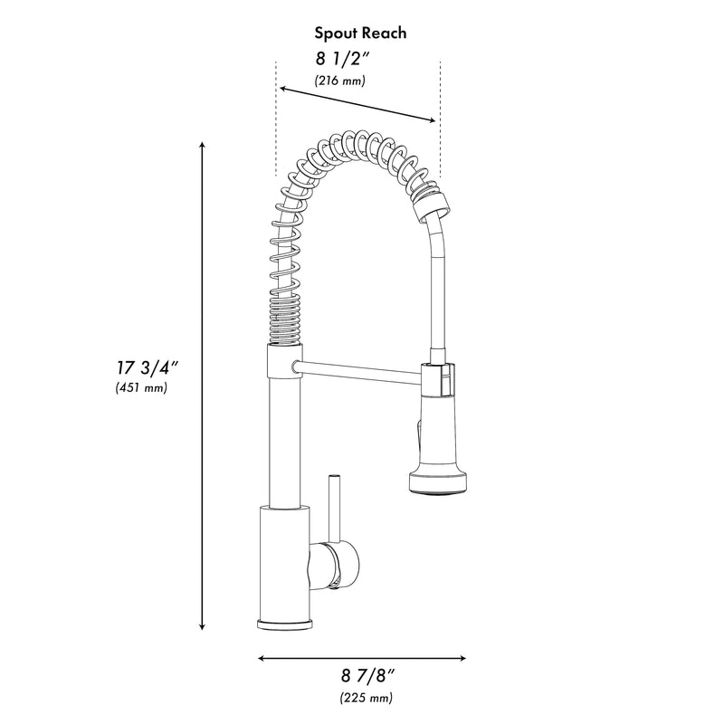 ZLINE Rubicon Pull Down Spring Spray Wand Kitchen Faucet in Brushed Nickel (RBCN2-KF-BN)
