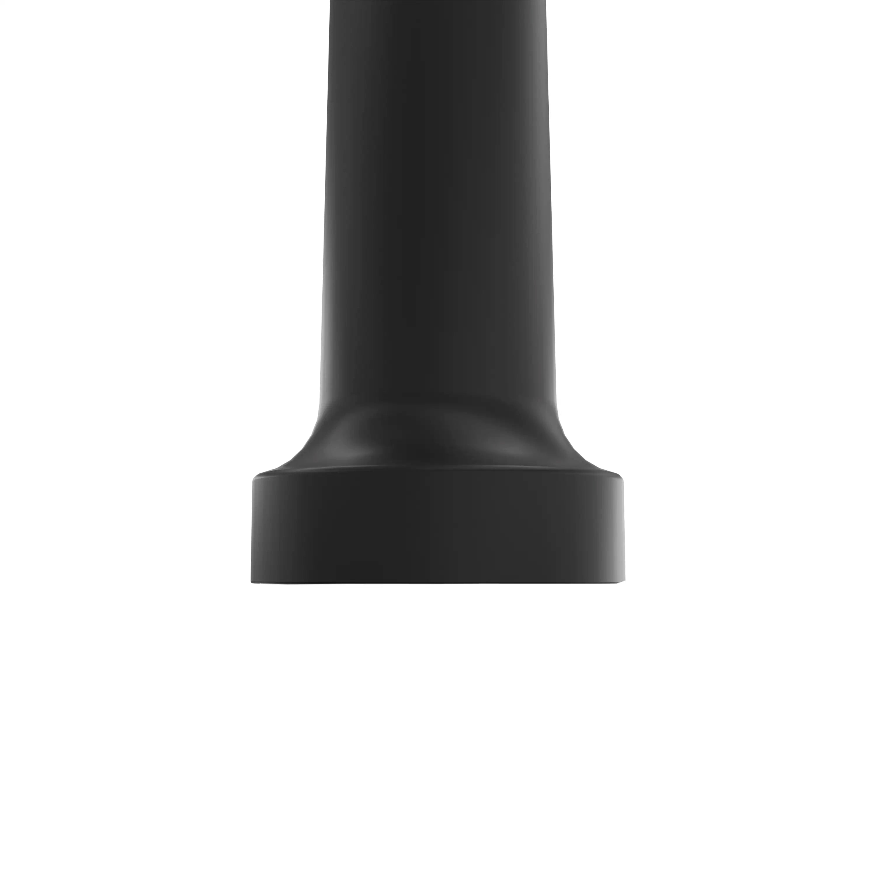 Matte black faucet spout base with smooth cylindrical body