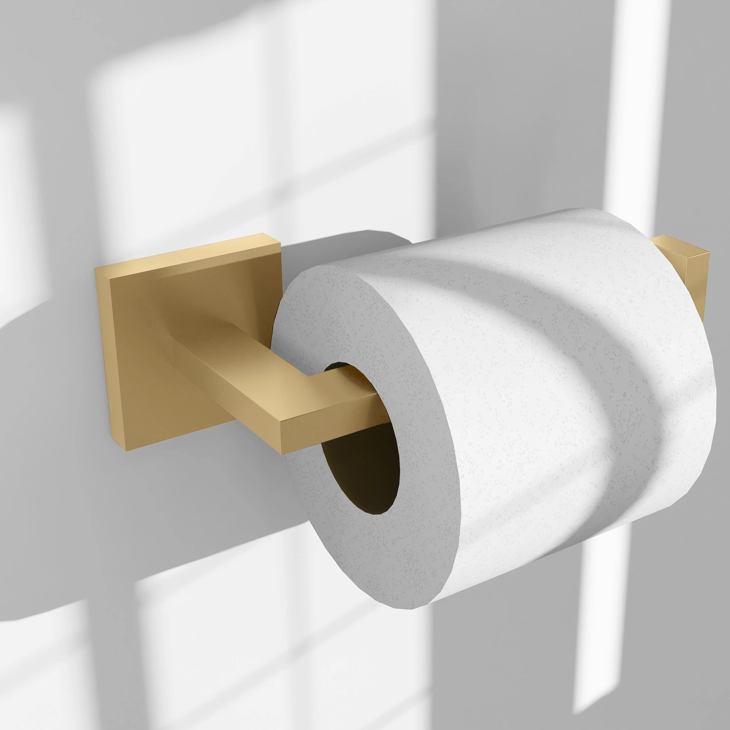 Champagne bronze toilet paper holder showing round roller on wall bracket