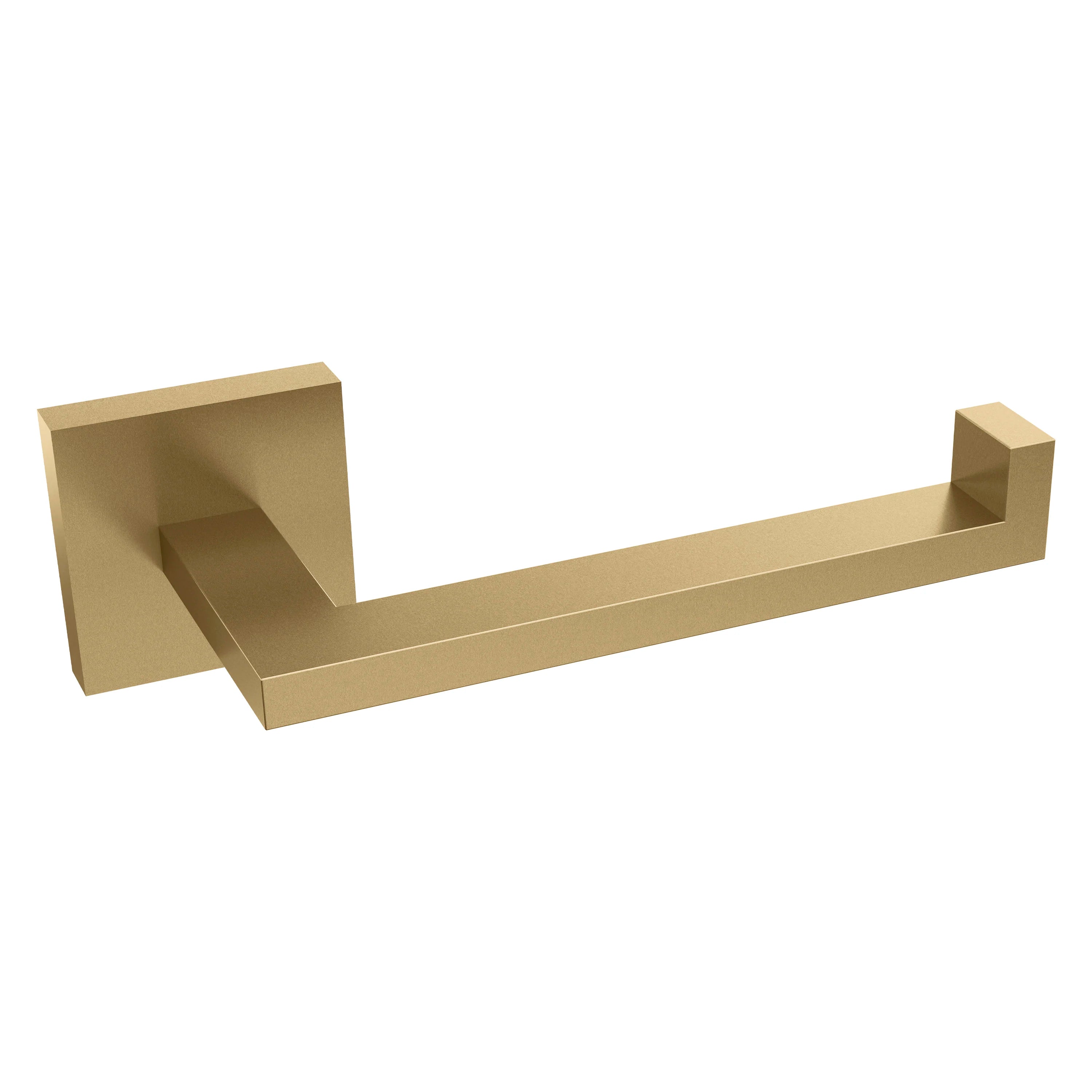 Champagne bronze toilet paper holder with open rectangular mounting base