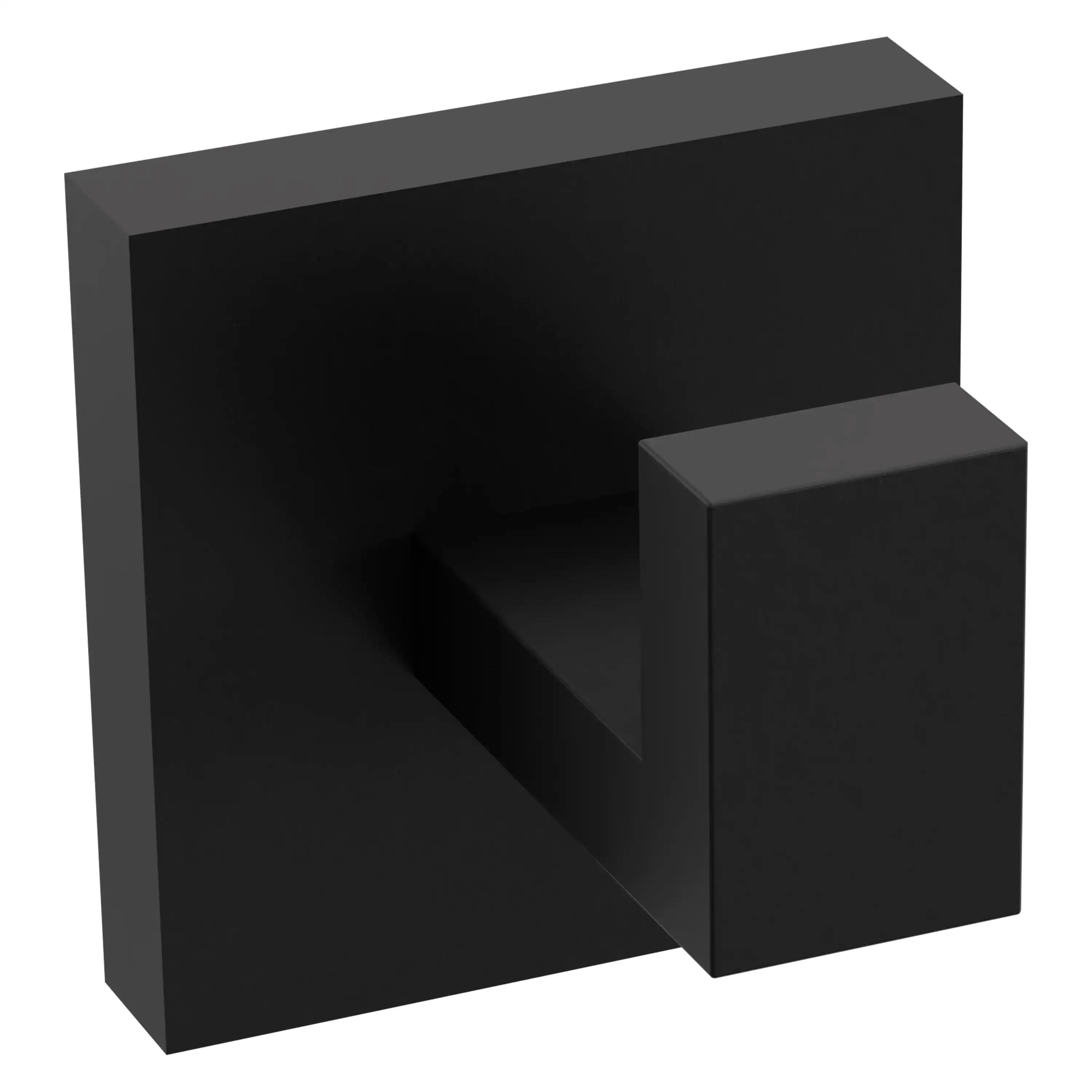 Matte black square towel hook with projecting arm and wall plate