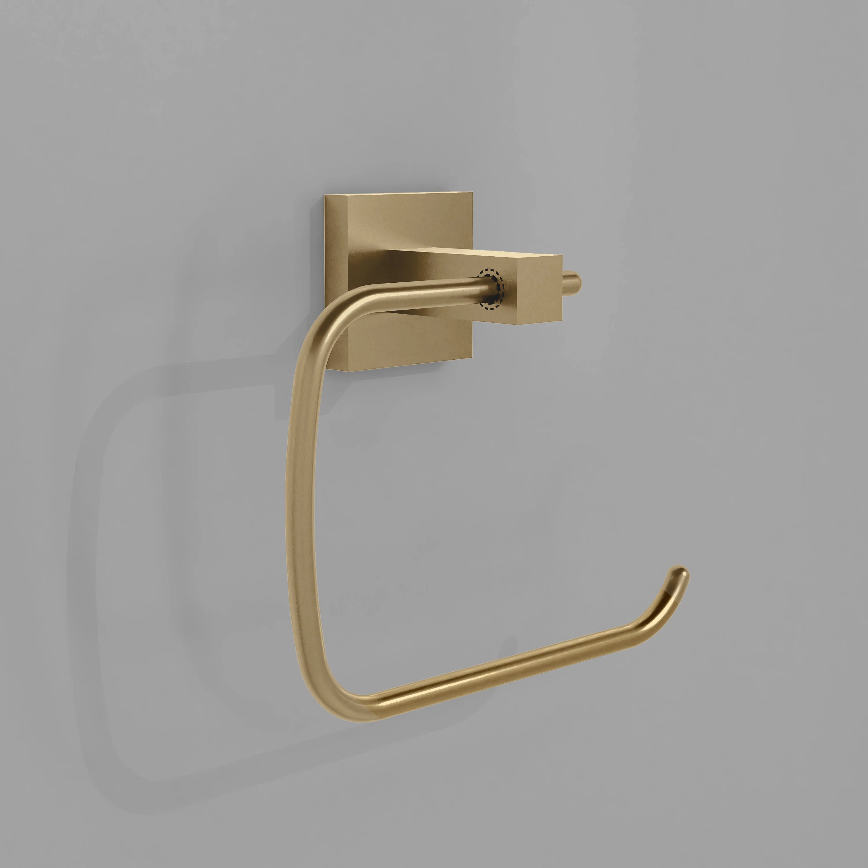 Champagne bronze towel ring with curved bar and square wall mount
