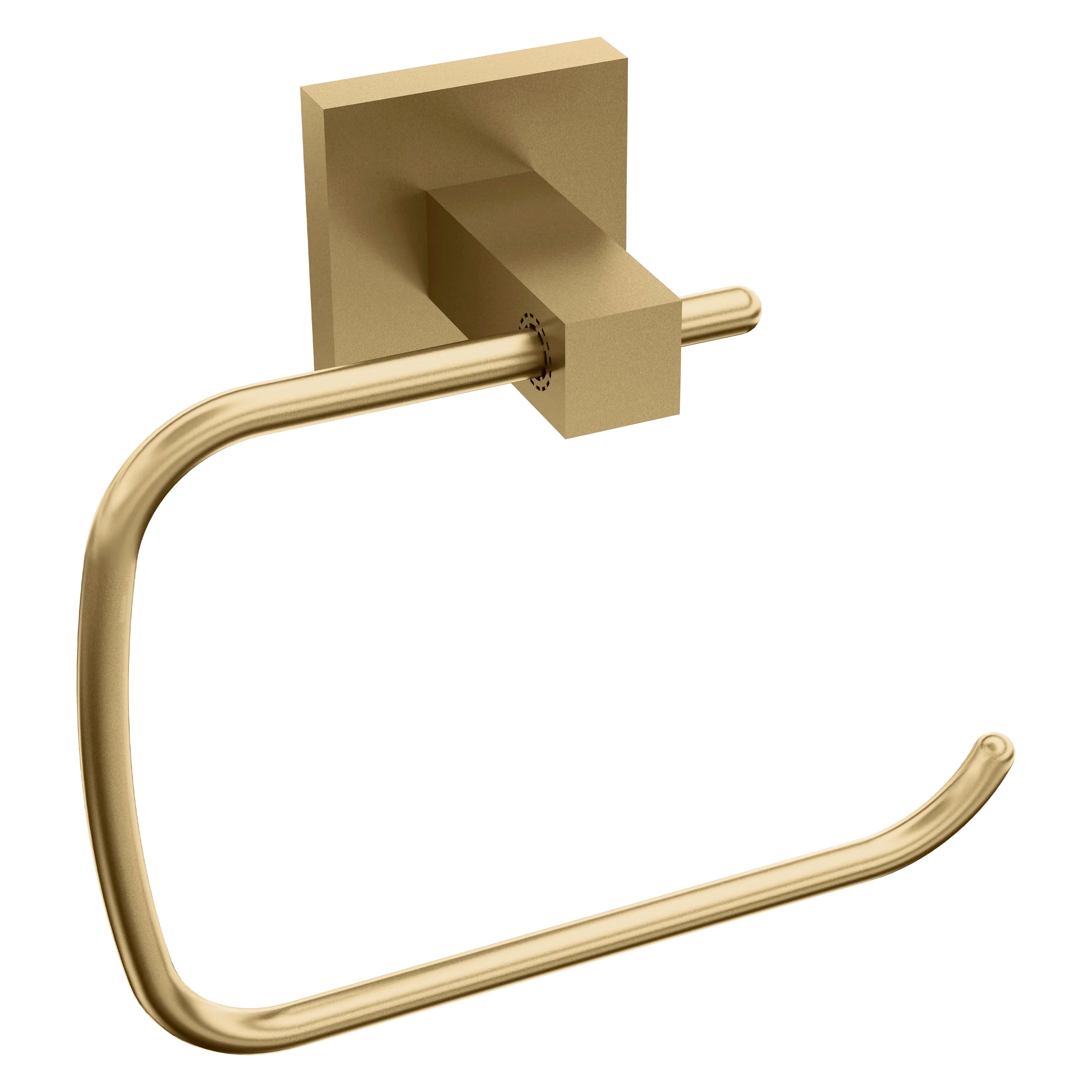 Champagne bronze towel ring with long curved bar and square backplate