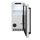 ZLINE Autograph Edition 15-Inch Touchstone Gourmet Ice Maker with Drain Pump in Satin Stainless Steel and Matte Black Handle (IGMDZ-SN-15-MB)