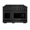 ZLINE 48-Inch Dual Fuel Range in Black Stainless Steel with Brass Burners (HDRB-BR-48)