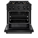 ZLINE 30-Inch Freestanding Gas Range in Black Stainless Steel with Brass Burners (HGRB-BR-30)