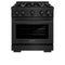 ZLINE 30-Inch Freestanding Gas Range in Black Stainless Steel with Brass Burners (HGRB-BR-30)