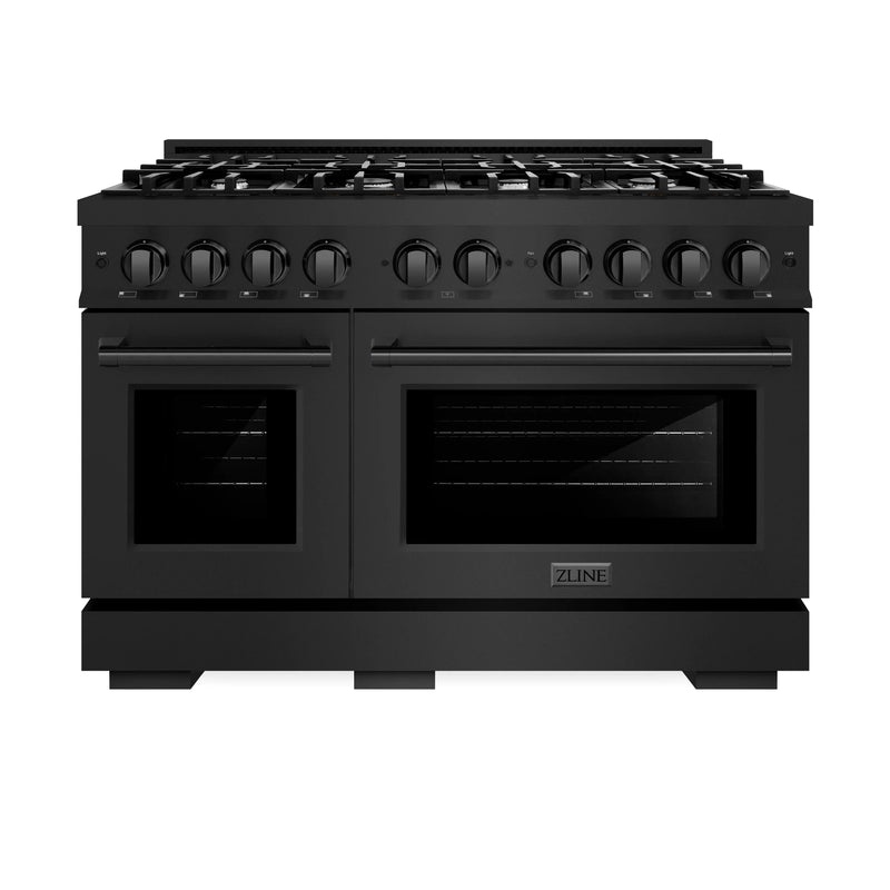 ZLINE 48-Inch Select Series Gas Range with 8 Burner Cooktop 6.7 Cu. Ft. Double Oven in Black Stainless Steel (HGRB-48)