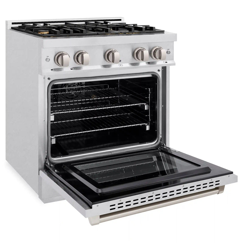 ZLINE 30-Inch Select Series Gas Range with 4 Gas Burner Cooktop and 4.2 Cu. Ft. Gas Convection Gas Oven in DuraSnow Stainless Steel with Brass Burners (HGRS-BR-30)